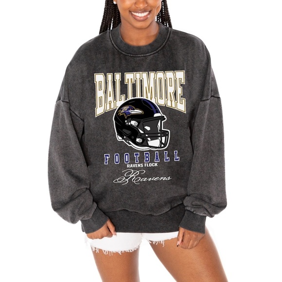 Gameday Couture Black Baltimore Ravens Vintage Wash Oversized Crewneck Pullover - Picture 3 of 9